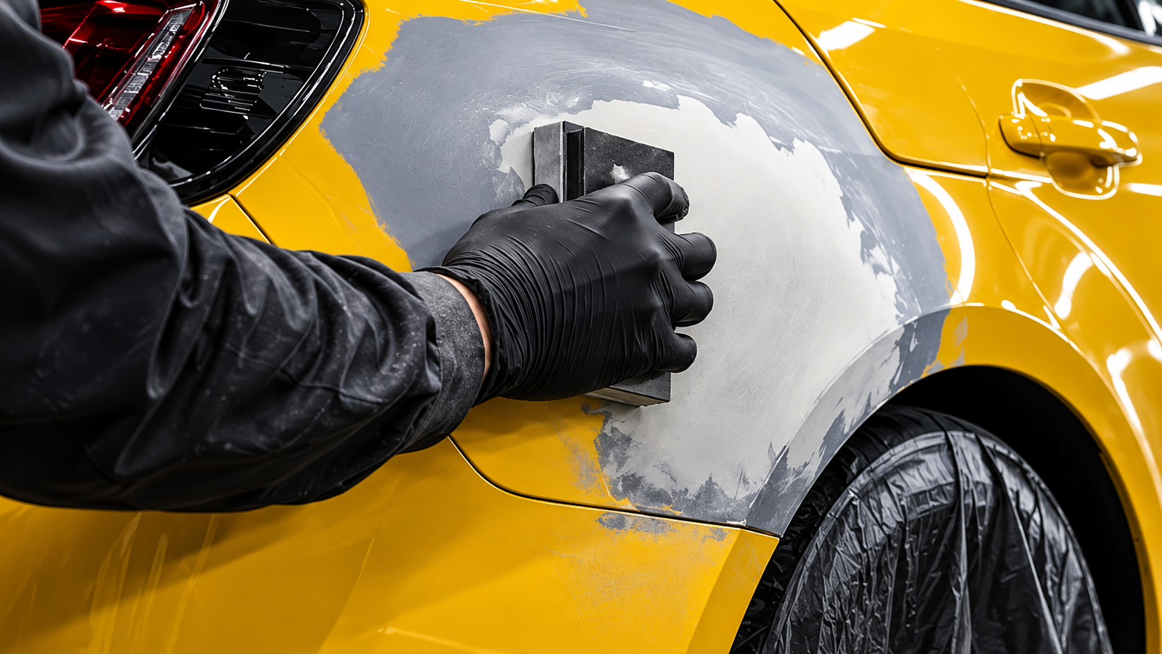 Lijado de panel amarillo